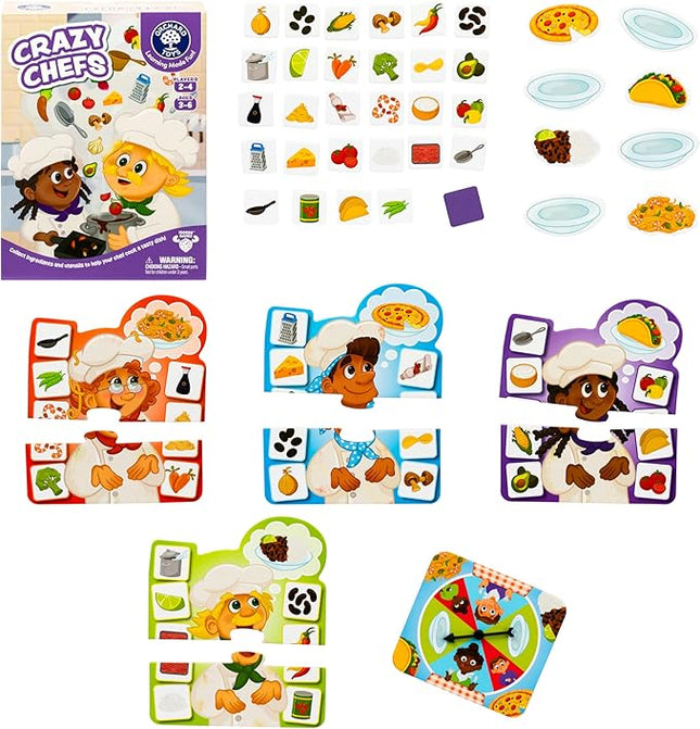 Orchard Toys Crazy Chefs Game - New Art, Help The Crazy Chefs Gather Their Ingredients & Utensils to Prepare a Delicious Meal, The Player Whose Dish is Ready First Wins, Ages 3-6, for 2-4 Players