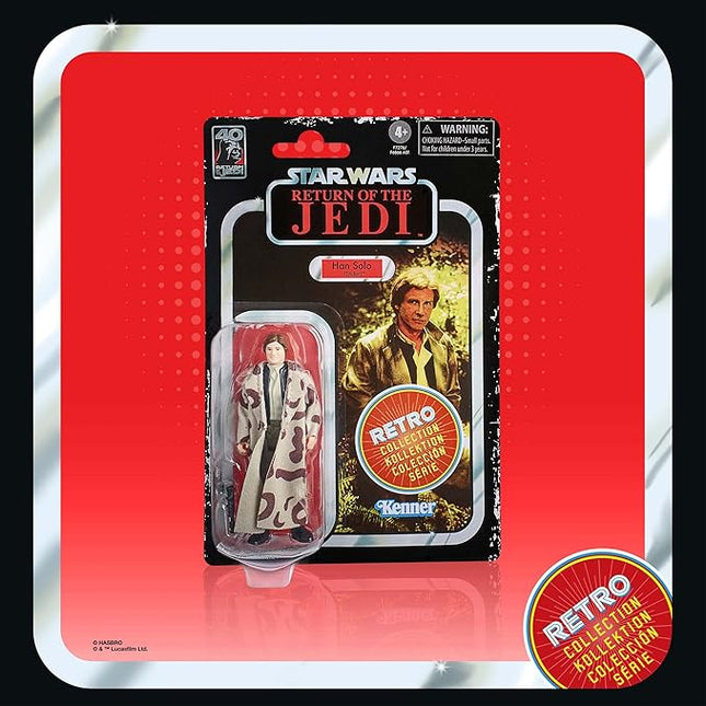 STAR WARS Retro Collection Han Solo (Endor), Return of The Jedi 3.75-Inch Collectible Action Figures, Ages 4 and Up