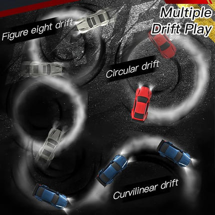 Desktop Mini Size 1:64 Scale 4WD RC Drift Car with Skill-Building Drift Control & LED Lights – Learn Drift Techniques, Fast Charge, Adjustable Throttle, 2.4GHz Remote – Black