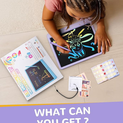 KOKODI LCD Writing Tablet, 12 Inch Colorful Toddler Doodle Board Drawing Tablet, Erasable Reusable Electronic Drawing Pads, Educational and Learning Toy for 3-6 Years Old Boy and Girls(Purple)