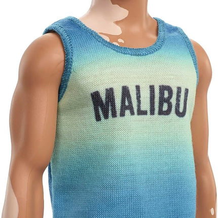 Barbie Fashionistas Ken Fashion Doll #192 with Brunette Cropped Hair & Vitiligo in Malibu Tank, Shorts & Sandals