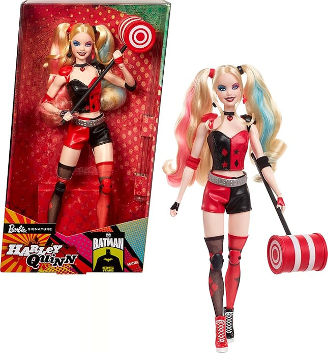 Barbie Signature Harley Quinn Collector Doll with Posable Body, Iconic Outfit, and Mallet Accessory, DC Batman 85th Anniversary Collectible