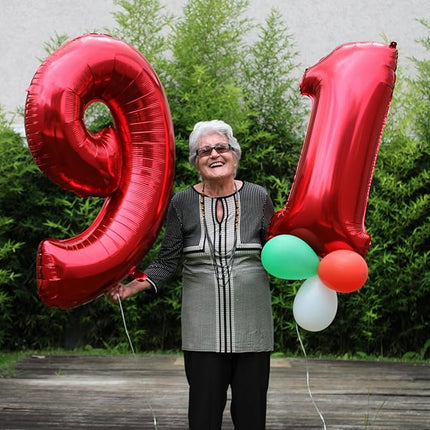 Smlpuame 40 inch Number Balloon 0-9 Red Large Number 9 Balloons,Digital Balloons for Birthday Party Celebration Decorations Supplies, Helium Foil Number Balloons for Wedding Anniversary