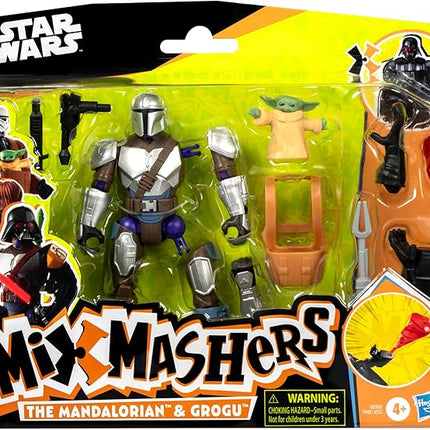 Star Wars MixMashers Deluxe Mandalorian Figure with Grogu to Mix and Combine with Accessories