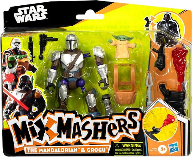Star Wars MixMashers Deluxe Mandalorian Figure with Grogu to Mix and Combine with Accessories