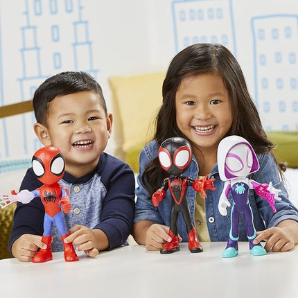 Spidey and His Amazing Friends 9-inch Supersized Miles Morales: Spider-Man Action Figure with Poseable Head and Arms, Web Accessory, for Kids Ages 3 and Up
