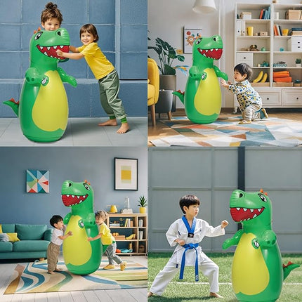 Inflatable Dino Punching Bag for Kids - Durable Bop Bag Toy With Instant Bounce Back, Dinosaur Toys for Ages 3-7, Great for Boys and Girls (47" Tall)