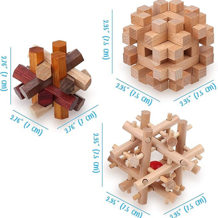 Sharp Brain Zone Wooden Brain Teaser Puzzles for Adults & Kids (Lock-a-Ball Puzzle)