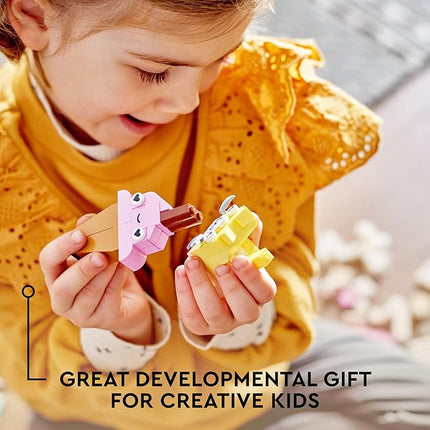 LEGO Classic Creative Pastel Fun Bricks Box 11028, Building Toys for Kids, Girls, Boys Ages 5 Plus with Models; Ice Cream, Dinosaur, Cat & More, Creative Learning Gift