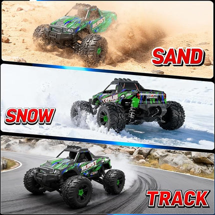 Rc Cars 1:14 All Terrain RC Car for Adults & Boys 4WD Off-Road Remote Control Truck 40+ KM/H High Speed 4X4 Waterproof Remote Control Car with 2 Rechargeable 1500 mAh Batteries 8-12(Green)