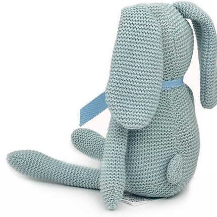 100% Organic Cotton Baby Toys Blue Bunny Rabbit Stuffed Animals for Newborn 7.1"