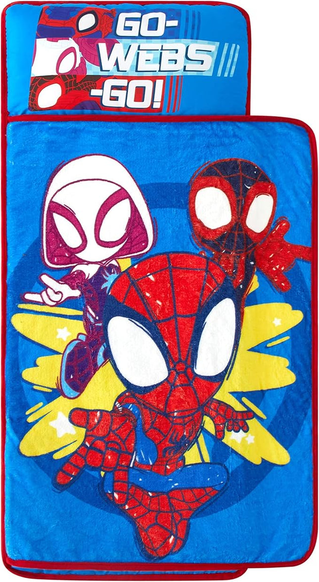 Super Soft Plush Toddler Quilted Nap Mat with Built in Blanket and Pillow