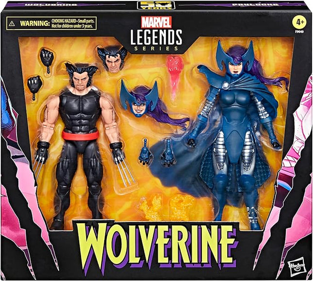 Marvel Legends Series Wolverine and Psylocke, 50th Anniversary Comics Collectible 6-Inch Action Figure 2-Pack