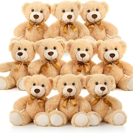 MaoGoLan Bulk Teddy Bear Baby Shower, 10 Packs Small Teddy Bear Stuffed Animals in Bulk,13.5" Small Stuffed Bears Plush for Wedding,Birthday,Christmas, Party Decorations
