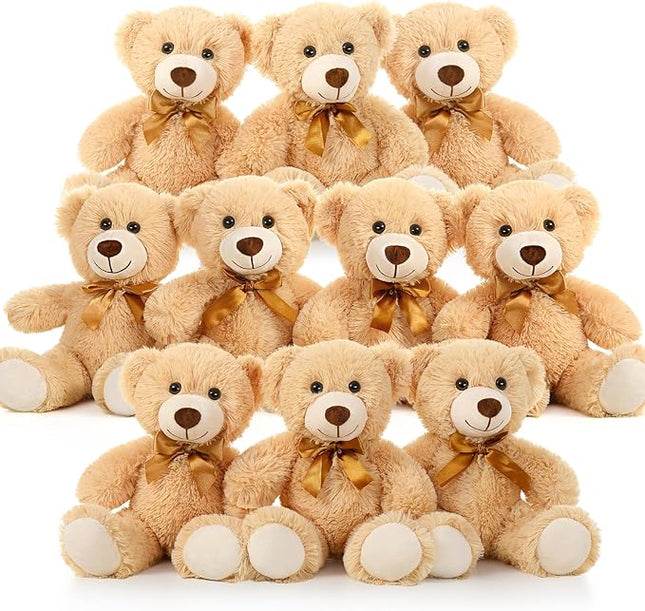 MaoGoLan Bulk Teddy Bear Baby Shower, 10 Packs Small Teddy Bear Stuffed Animals in Bulk,13.5" Small Stuffed Bears Plush for Wedding,Birthday,Christmas, Party Decorations