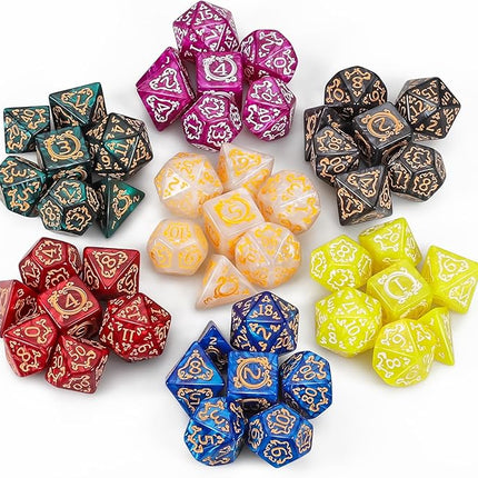 CiaraQ Polyhedral Dice Set - DND Role Playing Dice for Dungeons and Dragons RPG Table Games, Multi-Color, 49pcs