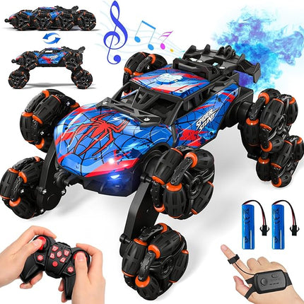 Sunrad 8WD Gesture Sensing RC Stunt Car with Spray & Light & Music for Kids Age 6-8-13, Spider Hand Remote Control Car 2.4Ghz Double-Sided Climbing Drift RC Car Toys Birthday Gift for Boys