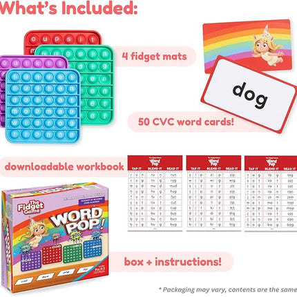 The Fidget Game Word Pop, CVC Words - Learn to Read in Weeks - Multisensory Reading & Phonics Interactive Game Ideal for Pre Kindergarten to 1st Grade (Packaging May Vary)