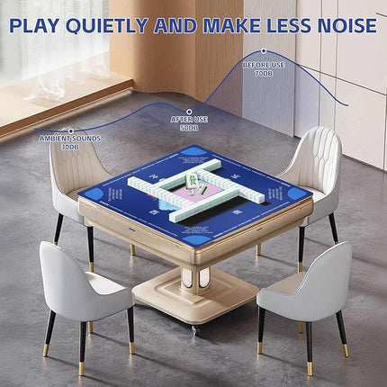 Mahjong Mat, No Creases Mahjong Mat for Table, 31.5x31.5 Inch Anti Slip Noise Reduction Mah jongg Mat, Mahjong Gifts with Carrying Bag, Mahjong Table Mat for Dominoes, Poker, Card, Board Games (Blue)