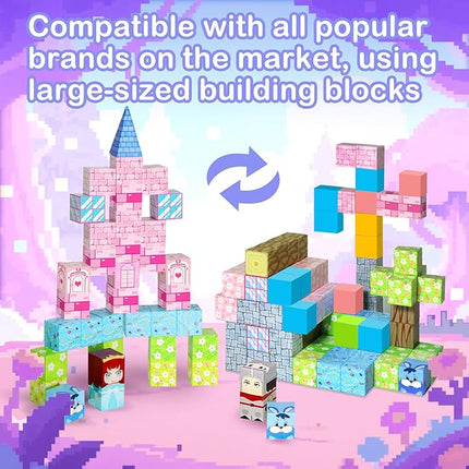 100PCS Magnetic Blocks, Magnetic Building Blocks, STEM Constructions Magnet Blocks for Boys Girls Age 3 4 5 6 7 8 9 10, Sensory Stacking Toy Christmas Birthday Gifts for Kids