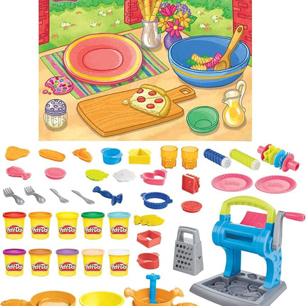 Play-Doh Pasta Dinner Playset, Kitchen Playset with 35+ Play Kitchen Accessories, Kitchen Toys for 3 Year Old Girls and Boys and Up