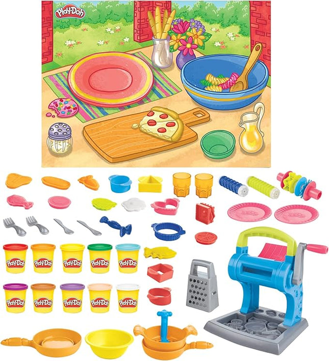 Play-Doh Pasta Dinner Playset, Kitchen Playset with 35+ Play Kitchen Accessories, Kitchen Toys for 3 Year Old Girls and Boys and Up