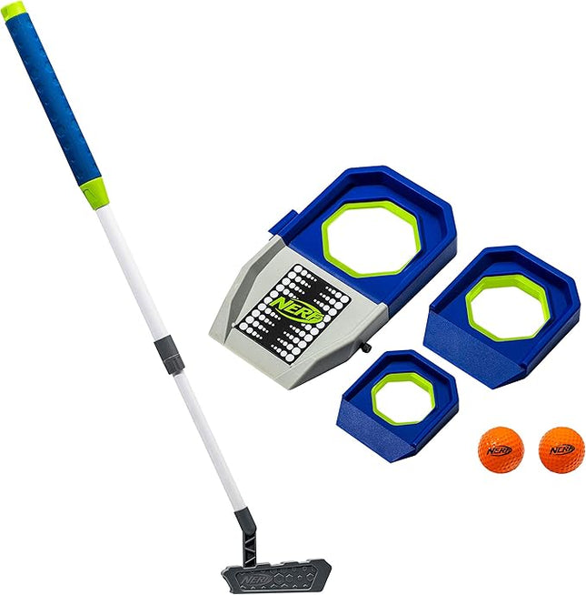 NERF Trick Shot Golf Set - Indoor + Outdoor Putting Trick Shot Kids Golf Set - Includes Putter, Balls, Ramp + Cups - All-in-One Toy for Kids