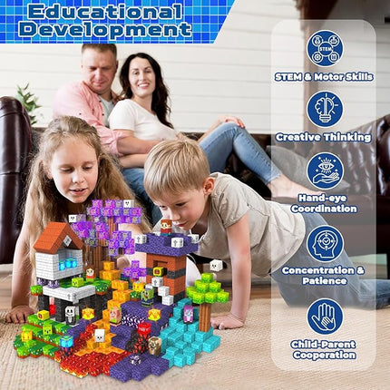 Goody King 150pcs Magnetic Blocks with Light Blocks, Stem Educational Magnet Toys for Kids Ages 3+, Montessori Magnetic Cubes Halloween Gifts, Creative Construction Building Cubes Set for Boys Girls