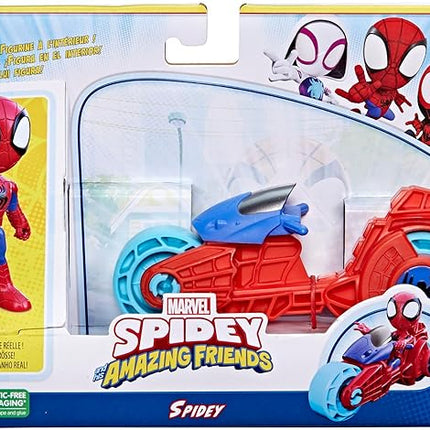 Hasbro Marvel Spidey and His Amazing Friends, Spidey Action Figure with Toy Motorcycle, Preschool Toys for 3 Year Old Boys and Girls and Up