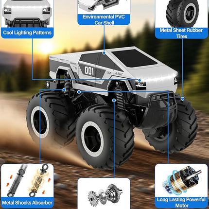 Remote Control Car Off-Road Pick-up Truck, 4WD Waterproof RC Trucks Toy RC Cars for All Terrain, 1:16 Amphibious Truck Toys 2.4GHz Vehicles Kids Gifts for Boys and Girls Aged 6-12