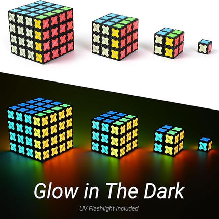 TOSY Magnet Cube 2x2 - 8 Blocks, 2 in 1 Toy: 2x2x2 Puzzle Cube and Customizable Infinity Cube, Glowing, UV Flashlight, Fidget/STEM/STEAM Magnet Tiles Birthday Gift for Kids/Teens/Adults, 2-Pack