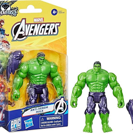 AVENGERS Marvel VenomVersus Epic World of Action Anti-Venom Hulk Deluxe Figure & Accessory, 4-Inch (10 cm) Super Hero Toys for Kids Ages 4+