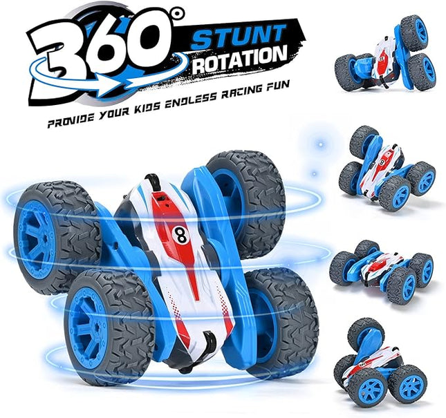 Remote Control Car, 4WD RC Cars Stunt Double Sided 360° Rotating 2 Batteries 2.4Ghz RC Truck with Headlight Birthday Gift for Boys 3 4 5 6 7 8 Year Old