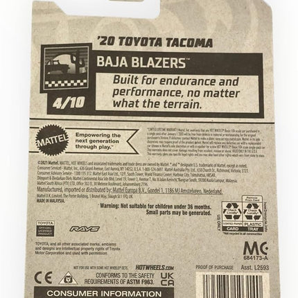 Hot Wheels '20 Toyota Tacoma, Baja Blazers 4/10 [White] 207/250