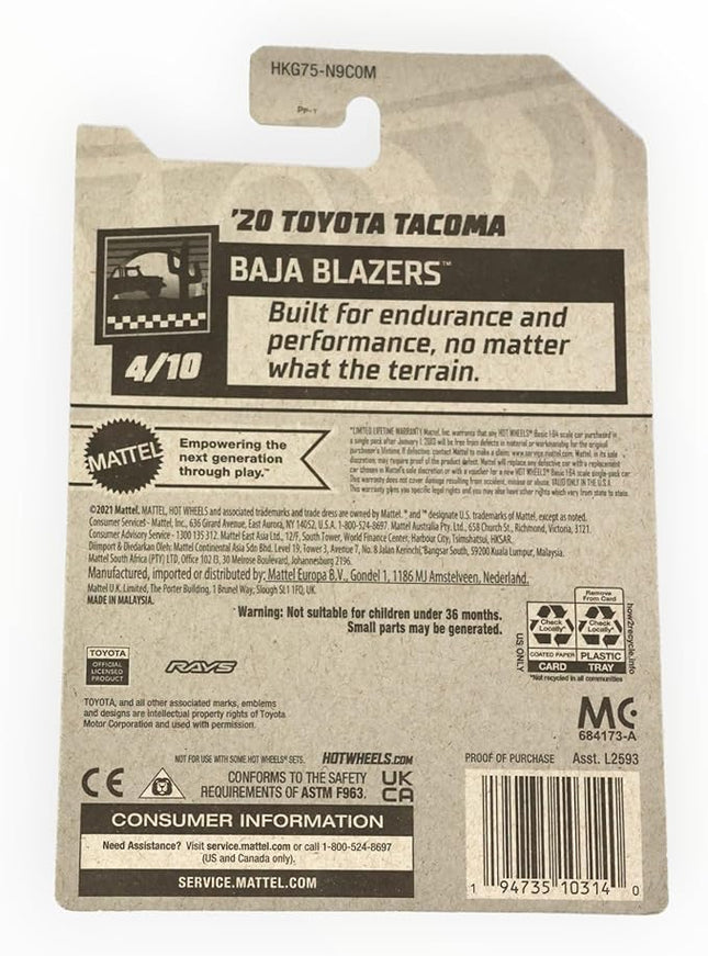 Hot Wheels '20 Toyota Tacoma, Baja Blazers 4/10 [White] 207/250