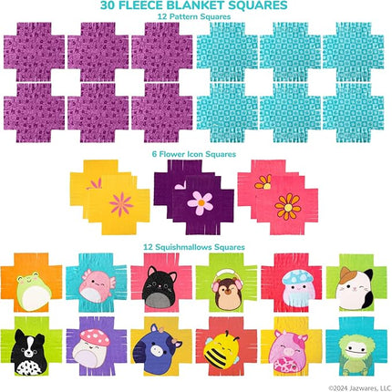 Fashion Angels Squishmallows No-Sew Blanket Kit, Set Includes Assorted Polar Fleece Squares, Ideal Craft Activity for Girls & Boys