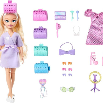 Barbie Dream GET Ready Malibu” Fashion Doll with Stylized Hair, Including Surprise Hair Accessories & 15+ Looks