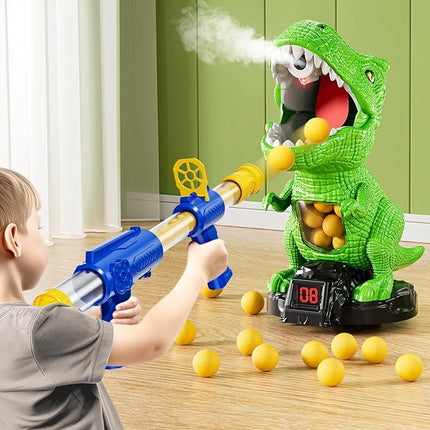Moveable Dinosaur Shooting Toys for Kids 3-8 Years, Movable Shooting Target Toy with Air Pump Guns, Interactive Competition Game Gift for Boys and Girls Ages 3 4 5 6 7 8 Years Old