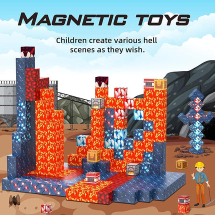 Magnetic Blocks Building Toys Gifts Construction Toys for 3 4 5 6 7 8 Year Old Boys & Girls, STEM Montessori Sensory Creative Kids Toys