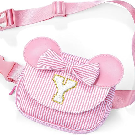 Teen Girl Gifts, Small Pink Belt Bag for Girls Initial Fanny Pack Crossbody Bags for Women 8 9 10 11 12 15 Year Old Girl Birthday Gift Ideas Wife Girlfriend Teacher Grandma Gifts (Pink Y)