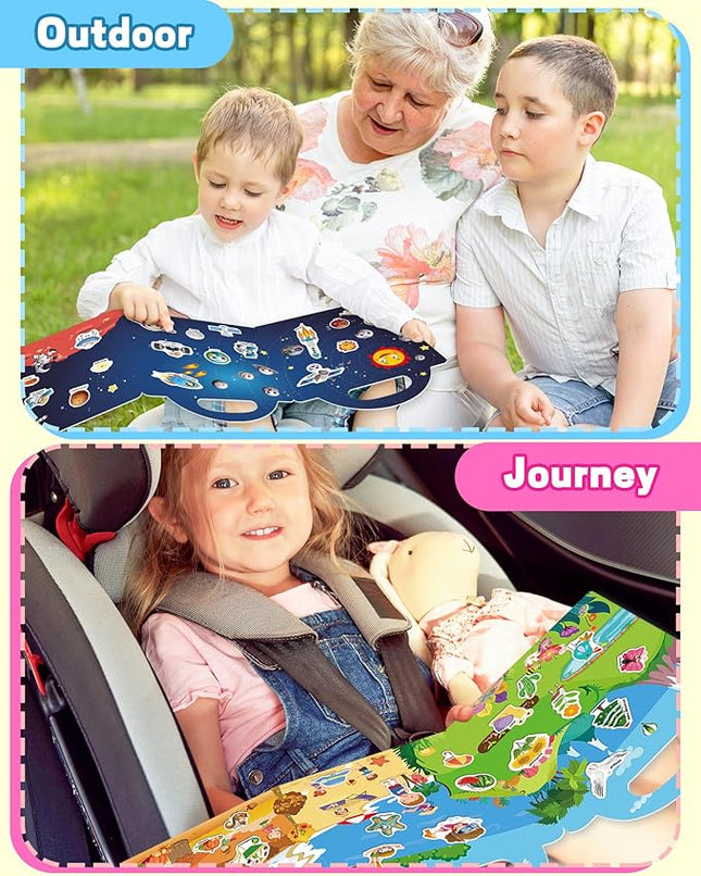 Reusable Sticker Book for Toddlers 2-4 Years, Stickers for Kids, Toddler Sticker Book Ages 1-3, Toddler Craft Activities, Toddlers Travel Toys Ages 2+ Boy Girl Birthday Gifts