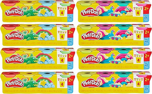 Play-Doh Bulk 4 Pack Vibrant Colors, 32 Colorful 3 Ounce Cans of Modeling Compound, Kids Arts & Crafts, Preschool Toys for Girls & Boys 3+