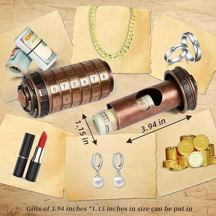 Da Vinci Code Numeric Cryptex Money Puzzle Box for Cash Gift, Jewelry Box with Hidden Compartment, Unique Puzzle Gift for Adults Brain Teaser Valentine’s Day Wedding & Anniversary Present