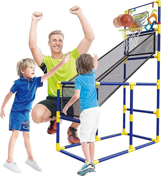 Kids Basketball Hoop Arcade Game, with 4 Balls Air Pump - Indoor Toy Basketball Shooting System - Fun for All Ages - Toys Sports for Boys and Girls