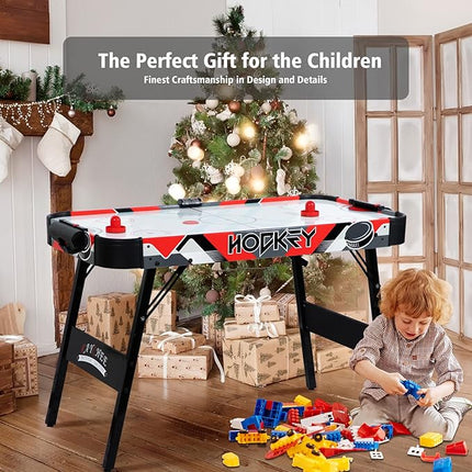 Foldable Air Hockey Table, 48" Indoor Air Hockey Arcade Table Gaming Set with 2 Pucks, 2 Pushers, Electronic Score Systems for Adults and Kids, Home Game Room, Family Recreation