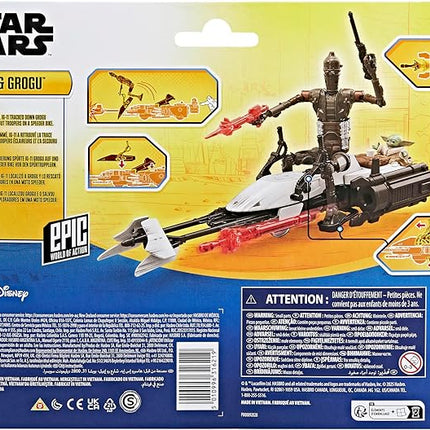 STAR WARS Epic World of Action IG-11 & Grogu Speeder Bike, 4-Inch Scale Action Figures & Vehicle, Toys for Boys & Girls Ages 4+