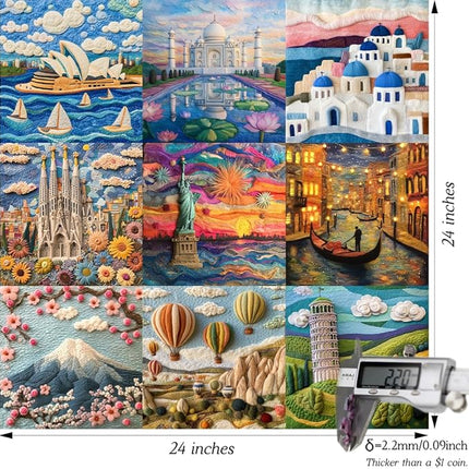 Bgraamiens 1000 Piece Jigsaw Puzzles for Adults – World Travel Landmarks Puzzle – Felt Style Cultural Icons from Around The Globe – Premium Relaxing Gift with Global Architecture