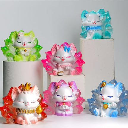 Cute Nine-Tailed Fairy Fox Mystery Box Blind Boxes Random Design Collectible Toy Figures Set for Desk Accessories Christmas Party Gifts Stocking Fillers
