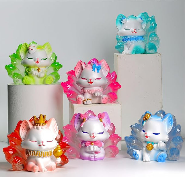 Cute Nine-Tailed Fairy Fox Mystery Box Blind Boxes Random Design Collectible Toy Figures Set for Desk Accessories Christmas Party Gifts Stocking Fillers