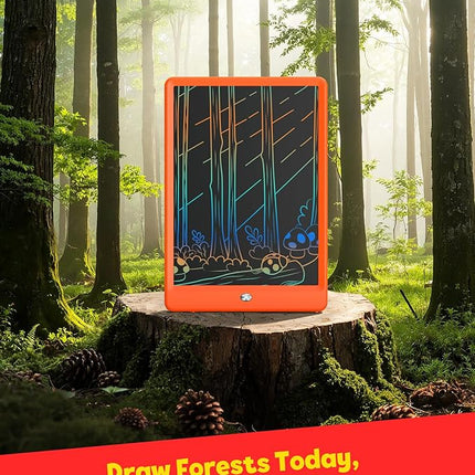 TEKFUN Toys for Girls Boys 10IN LCD Writing Tablet, Magic Doodle Board with Anti-Lost Stylus, Mess Free Coloring for Toddlers Drawing Pad, Toddler Travel Car Plane Trip Toys Gifts (Orange)